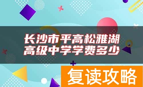 长沙市平高松雅湖高级中学学费多少