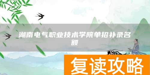 湖南电气职业技术学院单招补录名额